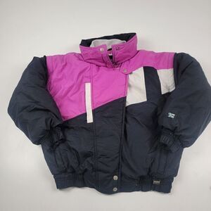 Vintage 90s Cornice Ski Down Winter Jacket Size Small ColorBlock Coat Full Zip